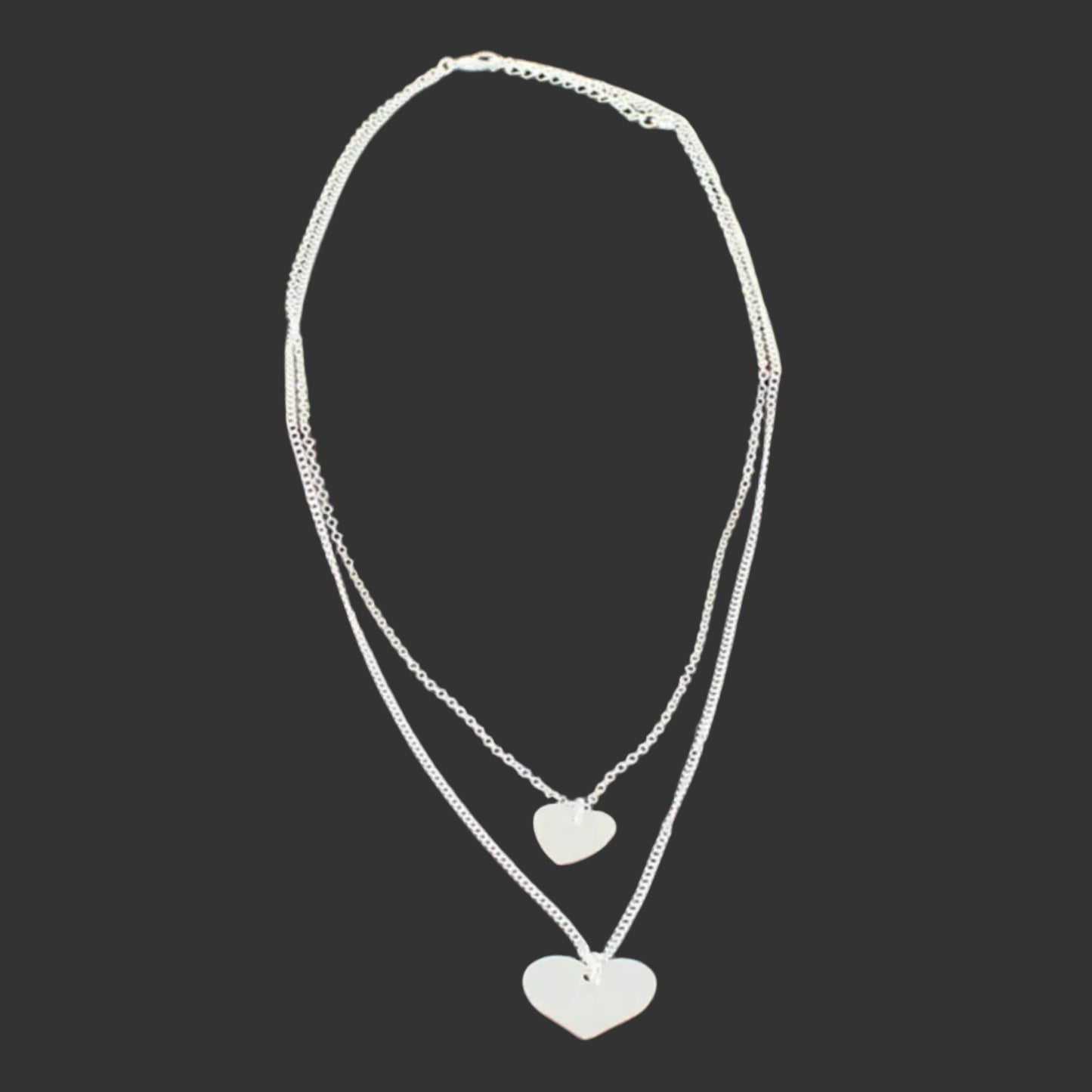 Suzie Blue Silver Plated Double Heart Necklace - Louise's Jewellery Box