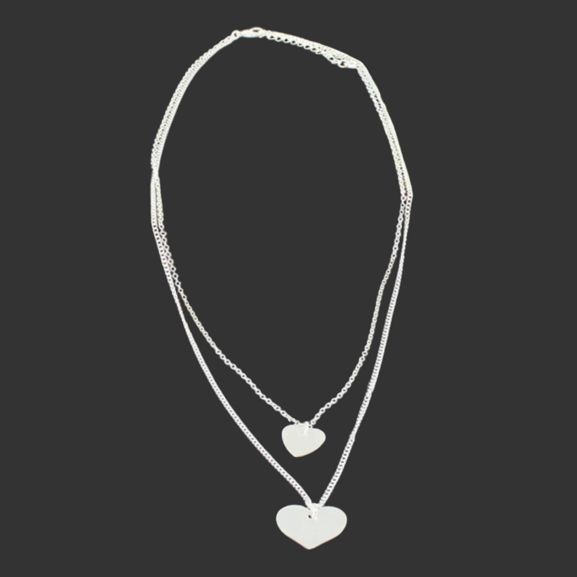 Suzie Blue Silver Plated Double Heart Necklace - Louise's Jewellery Box
