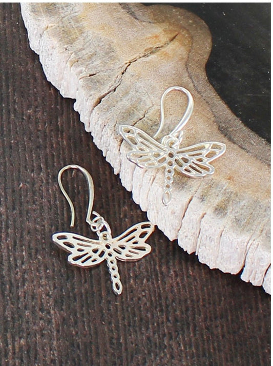 Suzie Blue Silver Plated Dragonfly Charm Earrings - Louise's Jewellery Box
