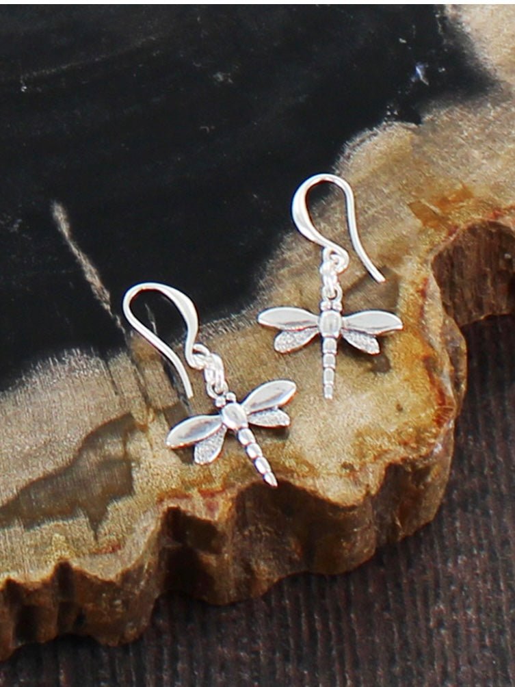 Suzie Blue Silver Plated Dragonfly Charm Earrings - Louise's Jewellery Box