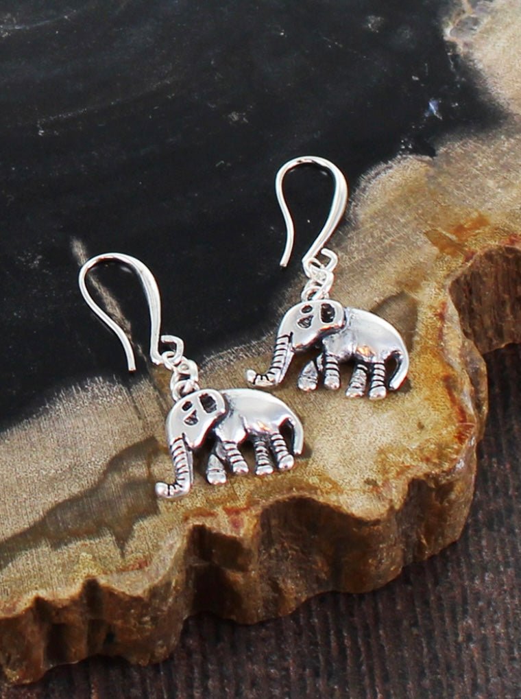 Suzie Blue Silver Plated Elephant Charm Earrings - Louise's Jewellery Box