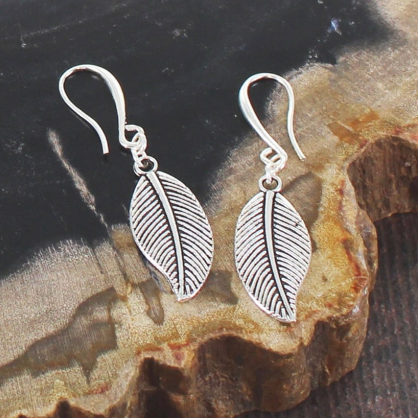 Suzie Blue Silver Plated Feather Charm Earrings - Louise's Jewellery Box