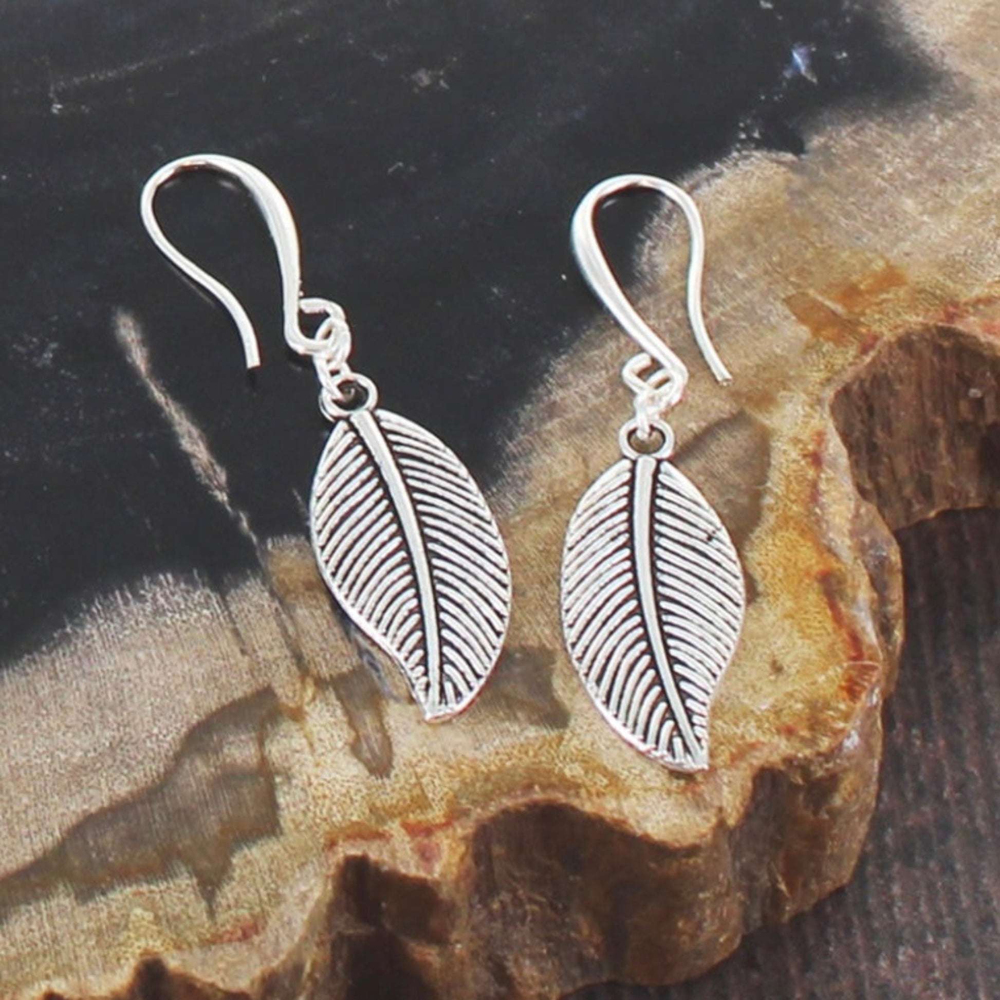 Suzie Blue Silver Plated Feather Charm Earrings - Louise's Jewellery Box