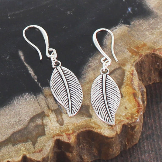 Suzie Blue Silver Plated Feather Charm Earrings - Louise's Jewellery Box
