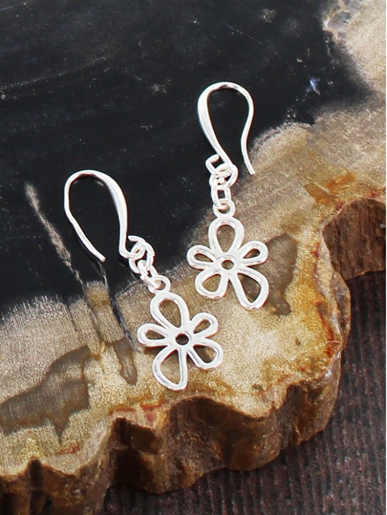 Suzie Blue Silver Plated Flower Charm Earrings - Louise's Jewellery Box