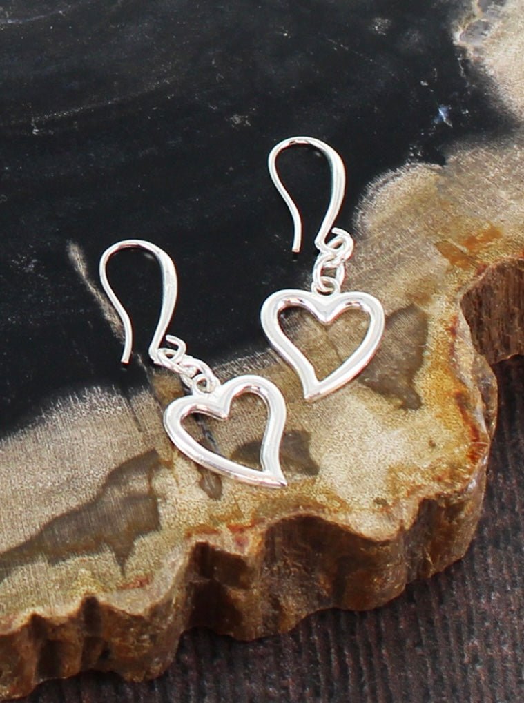 Suzie Blue Silver Plated Heart Charm Earrings - Louise's Jewellery Box