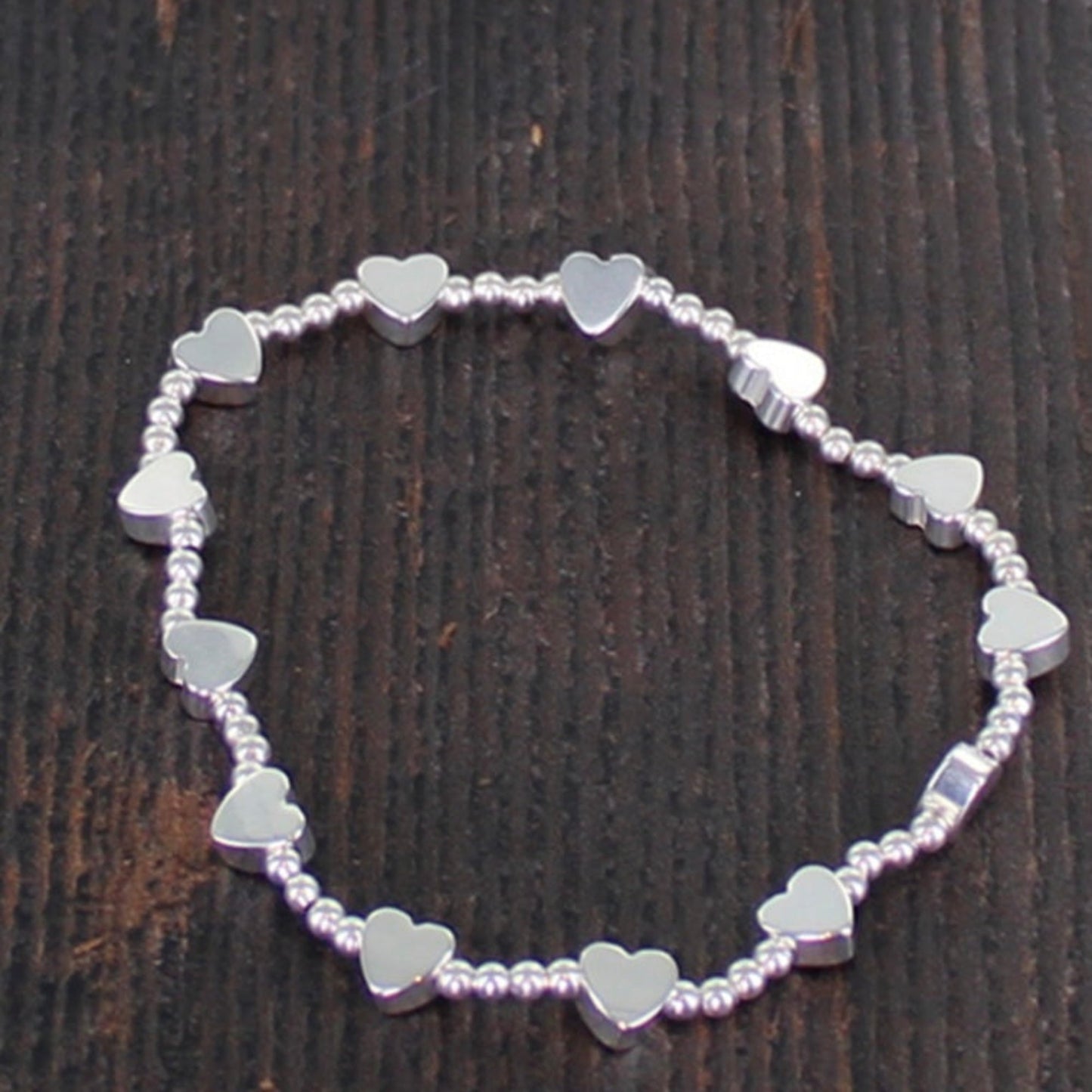 Suzie Blue Silver Plated Stretch Heart Bracelet - Louise's Jewellery Box
