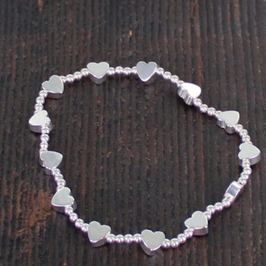 Suzie Blue Silver Plated Stretch Heart Bracelet - Louise's Jewellery Box