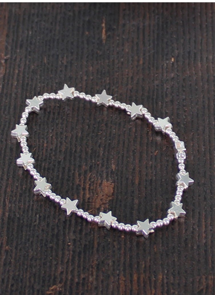 Suzie Blue Silver Plated Stretch Star Bracelet - Louise's Jewellery Box
