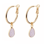 Teardrop Lever Arch Earrings in Gold Plate and Rose Quartz - Louise's Jewellery Box