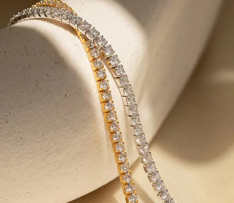 Gold Waterproof CZ Tennis Necklace