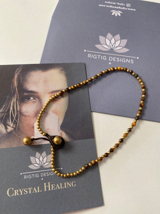Tigers Eye Crystal Healing Anklet for Courage - Louise's Jewellery Box
