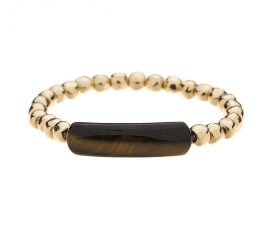 Tigers Eye Gold Plated Stretch Bracelet - Louise's Jewellery Box