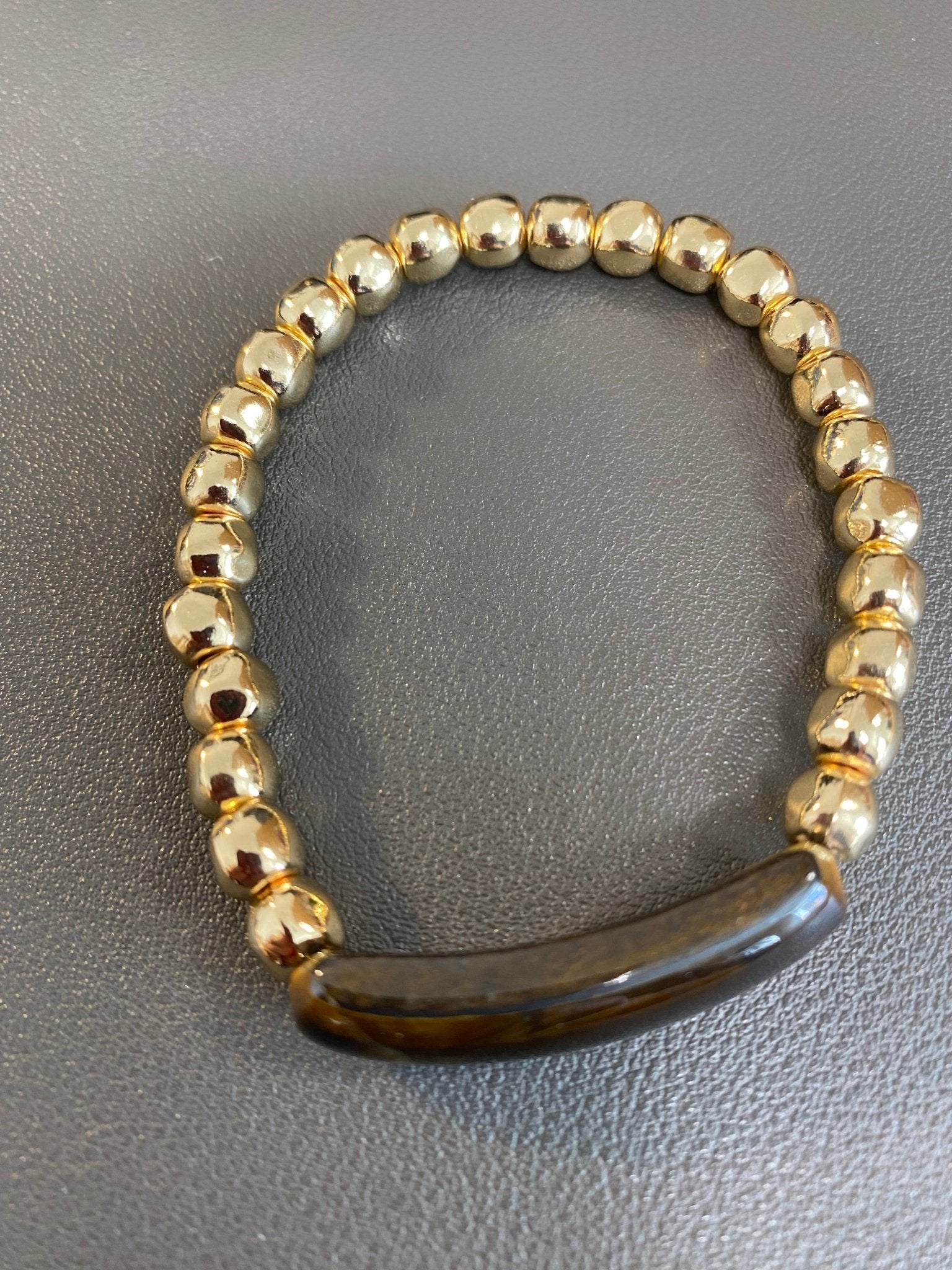 Tigers Eye Gold Plated Stretch Bracelet - Louise's Jewellery Box