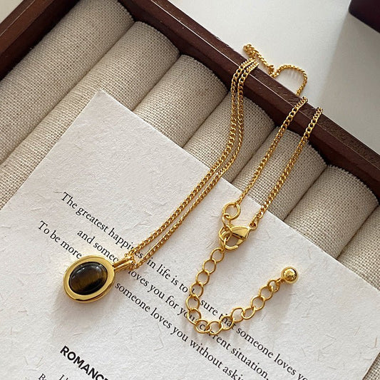 Tigers Eye Short Gold Plated Necklace - Louise's Jewellery Box