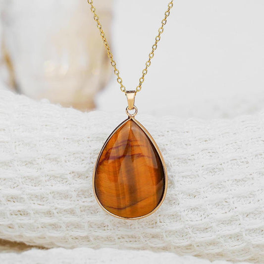 Tigers Eye Short Pendant Necklace in Gold Plate - Louise's Jewellery Box