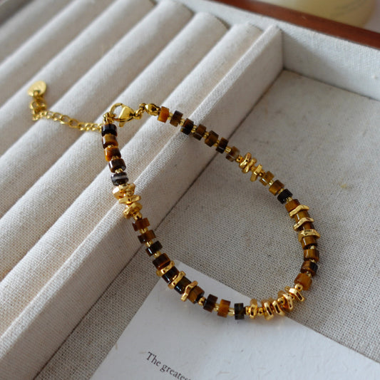 Gold Plated Tigers Eye Clasp Bracelet