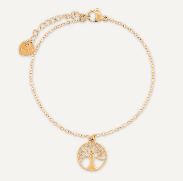 Tree of Life Clasp Bracelet in Gold Plated Stainless Steel - Louise's Jewellery Box