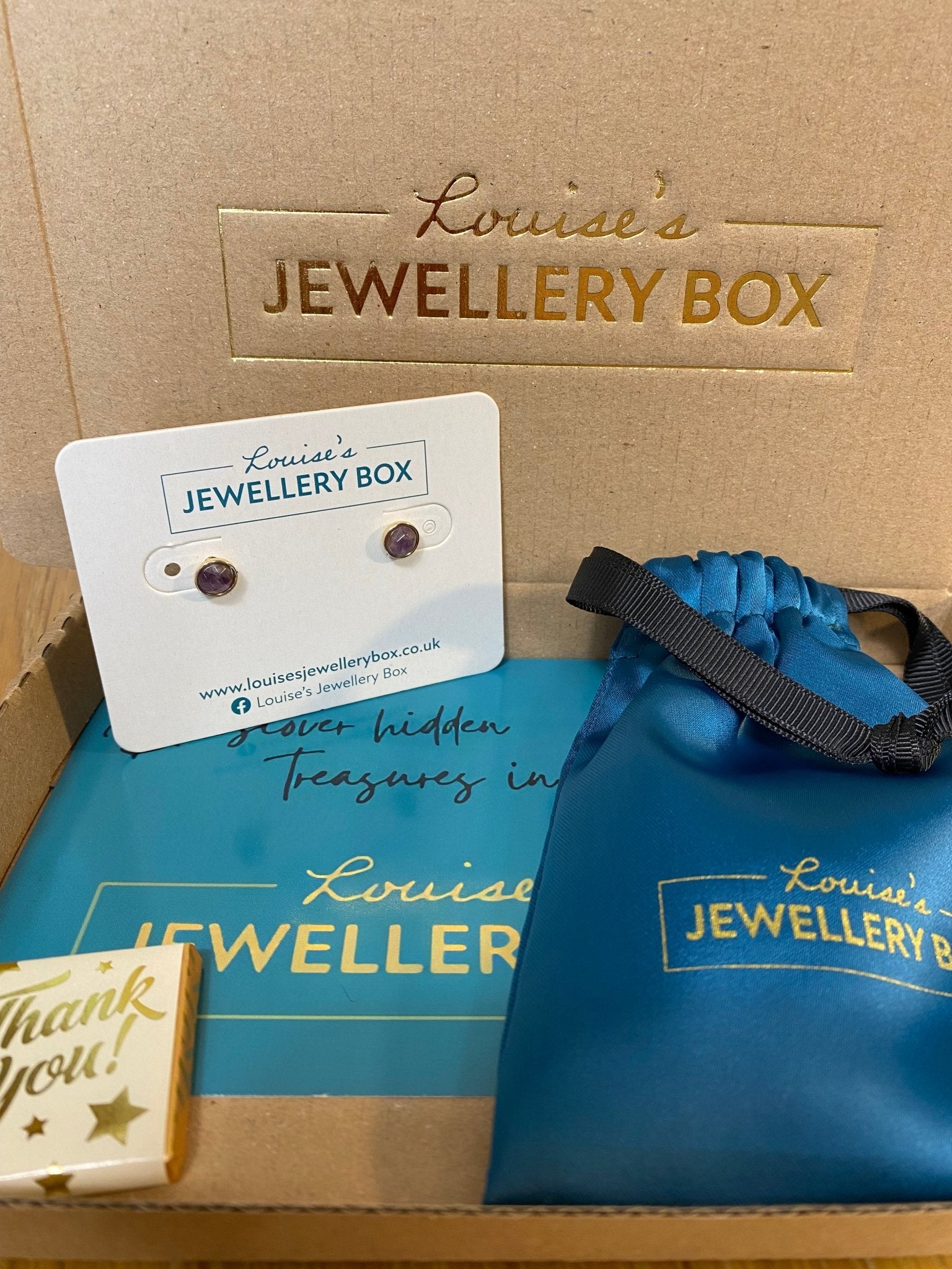 Venus Amethyst Stone Stud Earrings in Gold Plate - Louise's Jewellery Box
