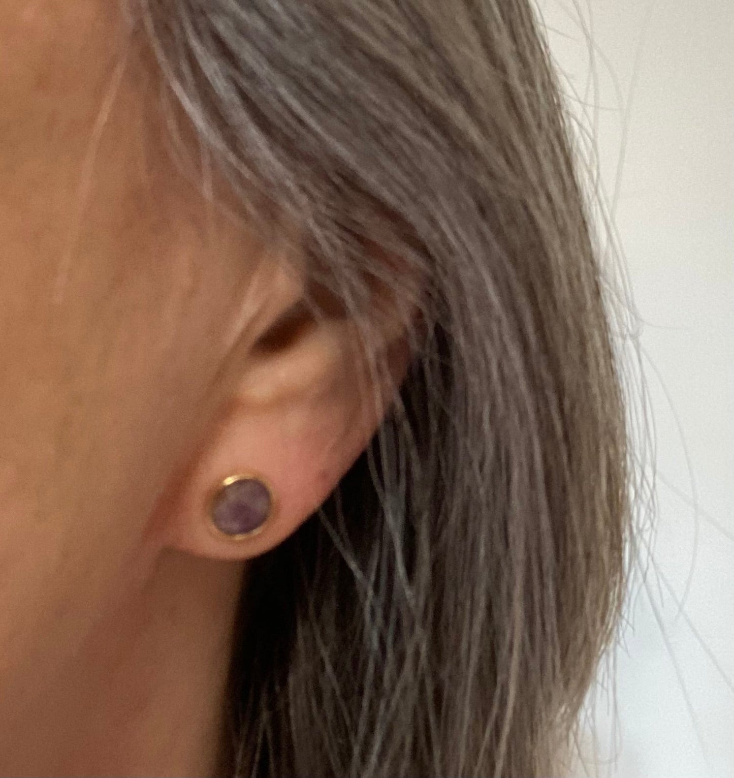 Venus Amethyst Stone Stud Earrings in Gold Plate - Louise's Jewellery Box