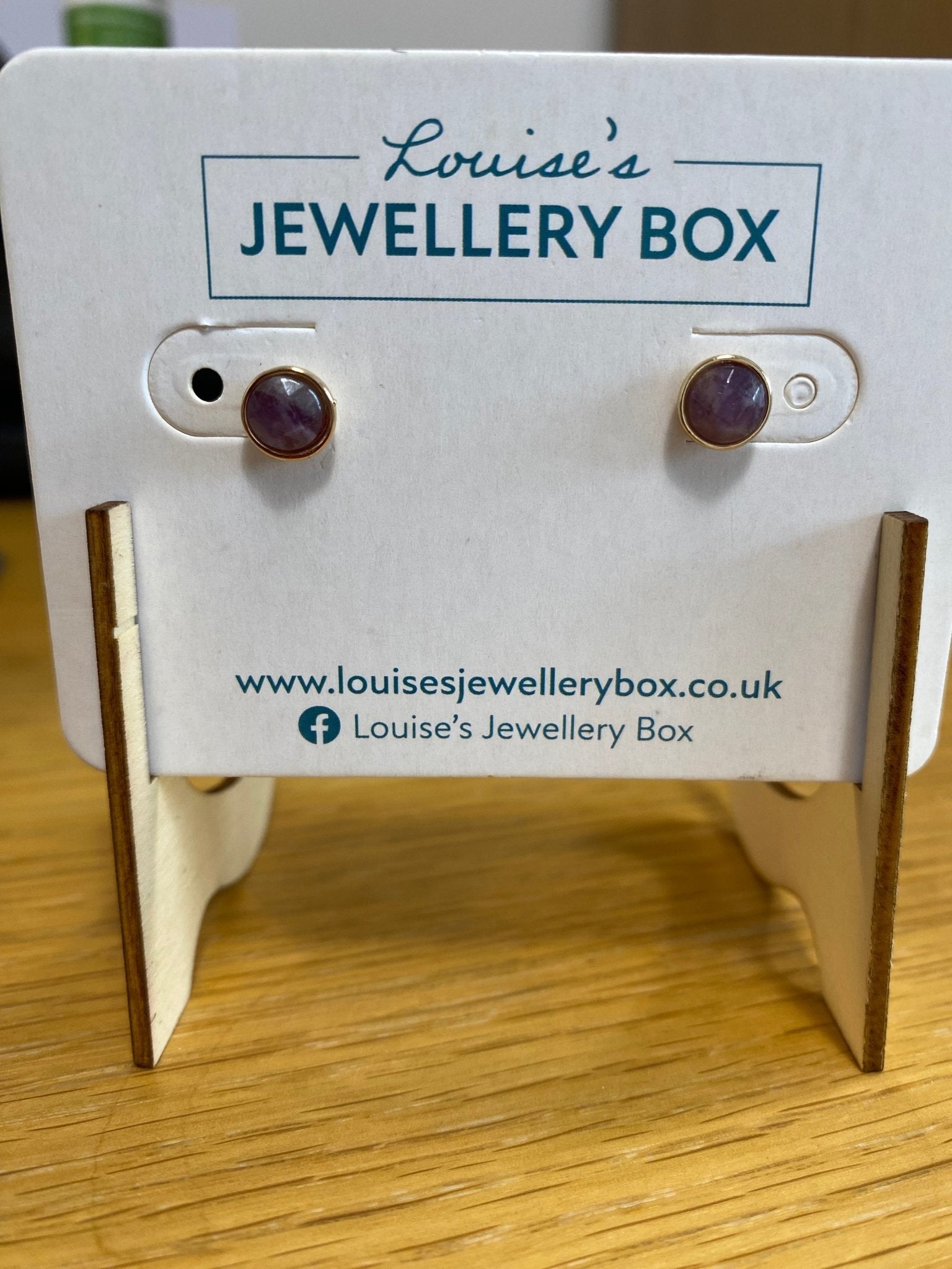 Venus Amethyst Stone Stud Earrings in Gold Plate - Louise's Jewellery Box