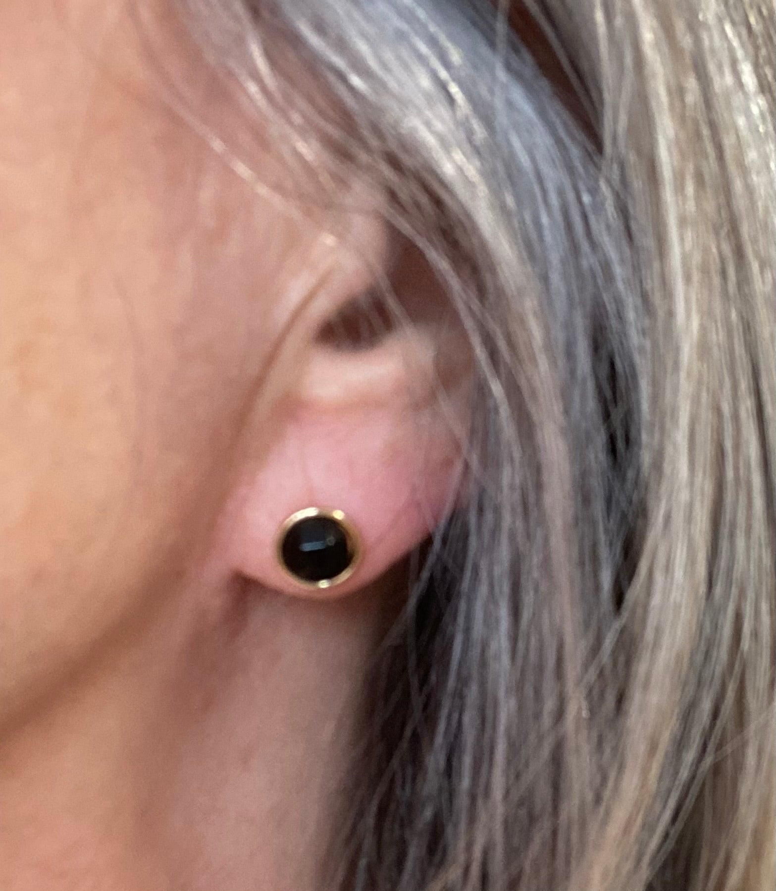 Venus Black Spinel Stone Studs In Gold Plating - Louise's Jewellery Box