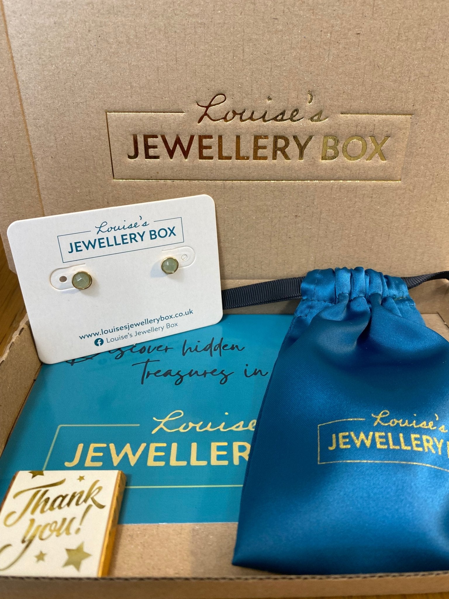 Venus Crysoprase Stud Earrings in Gold Plate - Louise's Jewellery Box