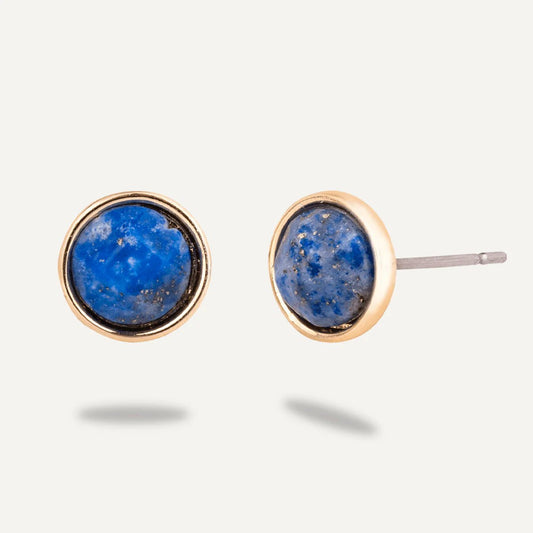 Venus Lapis Stone Studs In Gold Plate - Louise's Jewellery Box