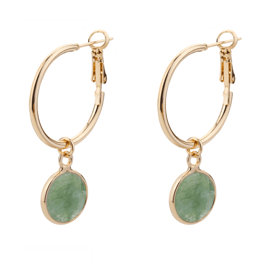 Venus Lever Arch Earrings in Gold Plate and Crysoprase - Louise's Jewellery Box