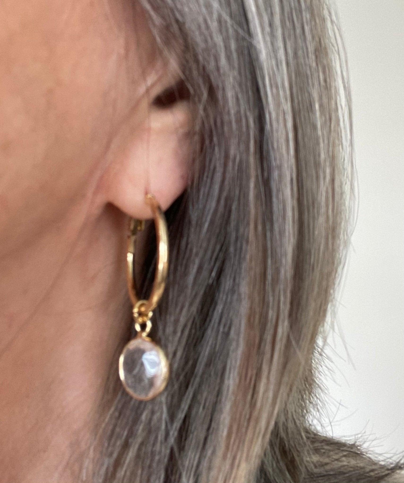 Venus Lever Arch Earrings in Gold Plate and Moonstone - Louise's Jewellery Box