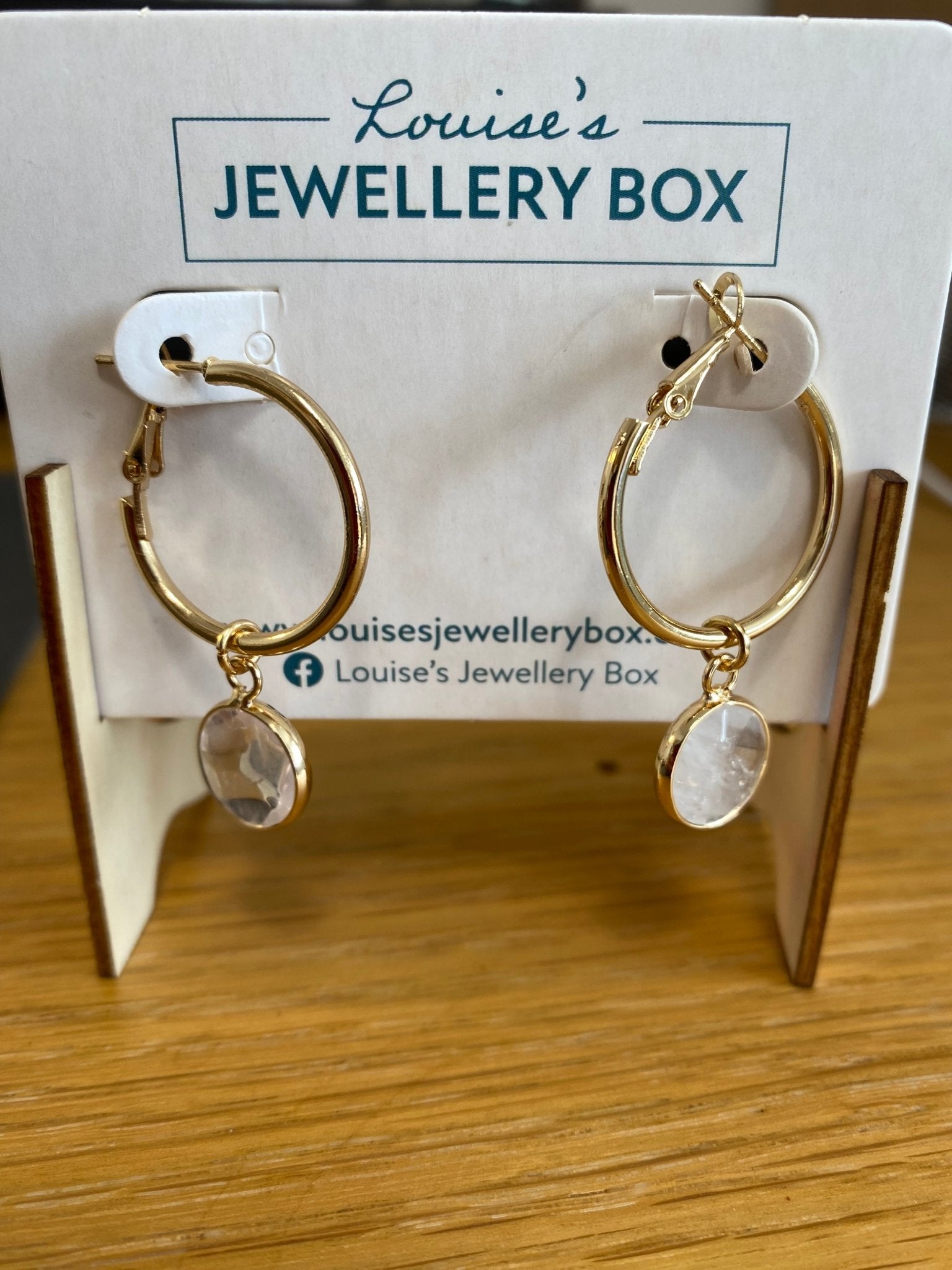 Venus Lever Arch Earrings in Gold Plate and Moonstone - Louise's Jewellery Box