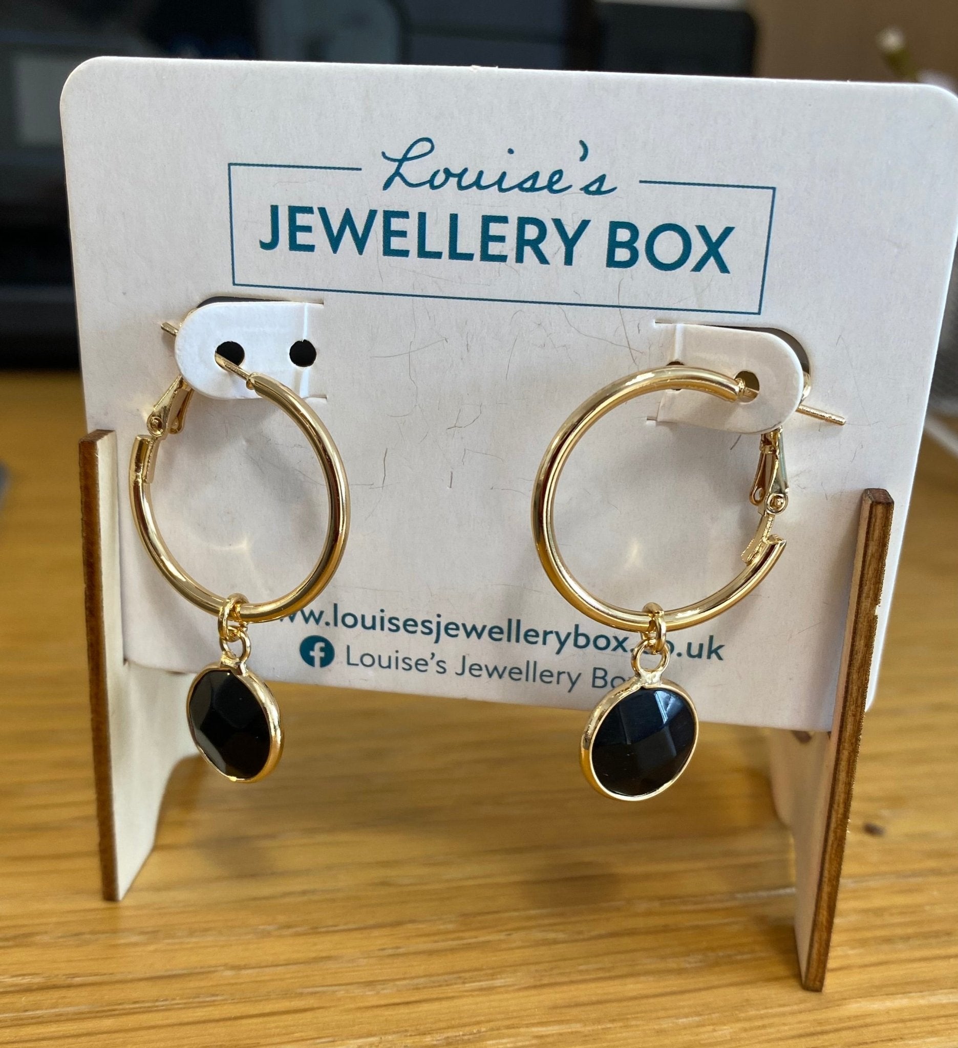 Venus Lever Earrings In Black Spinel/Gold Plate - Louise's Jewellery Box