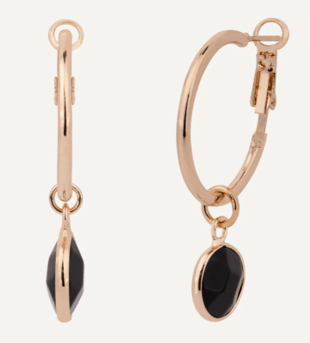 Venus Lever Earrings In Black Spinel/Gold Plate - Louise's Jewellery Box