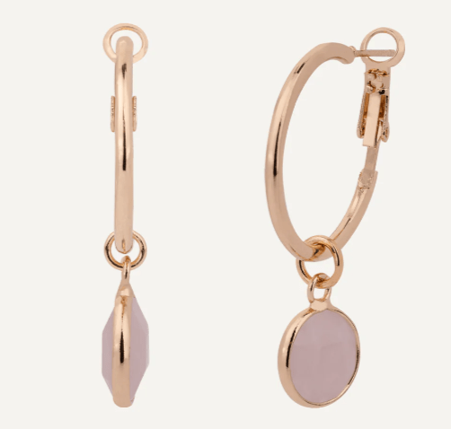 Venus Lever Earrings In Gold Plate/Rose Quartz - Louise's Jewellery Box