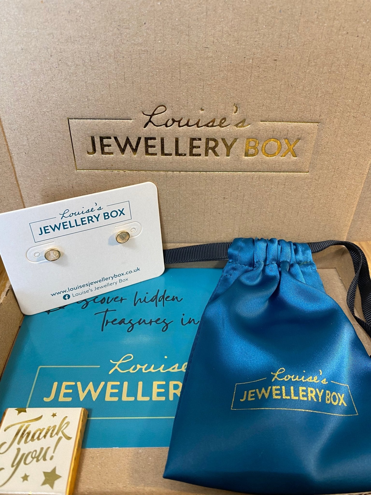 Venus Moonstone Stud Earrings in Gold Plate - Louise's Jewellery Box