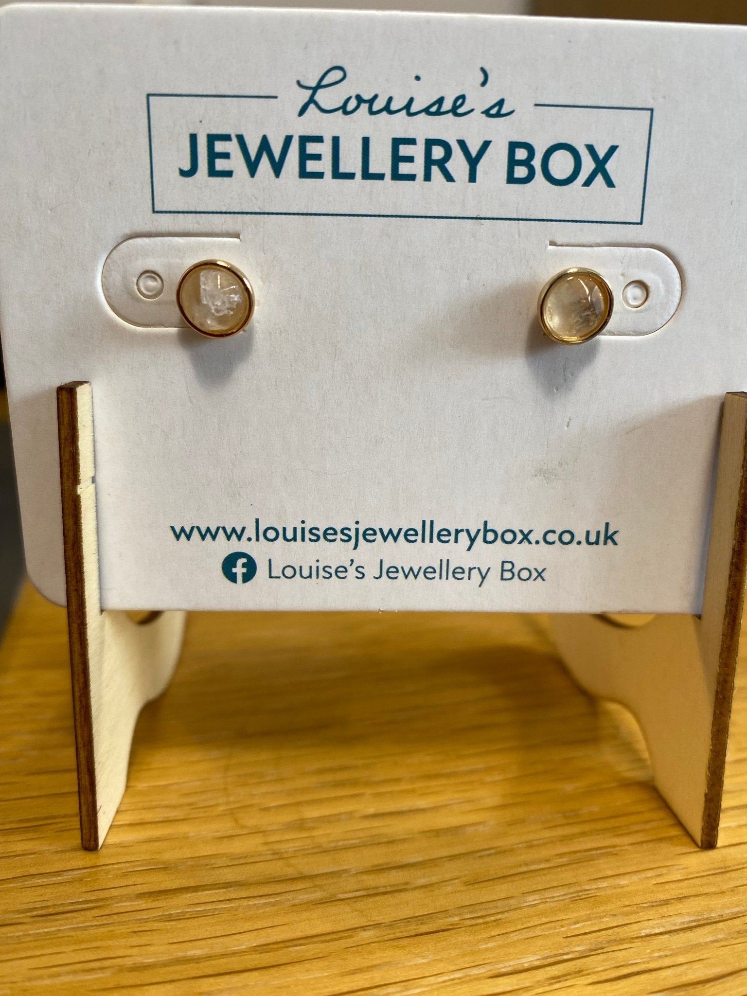Venus Moonstone Stud Earrings in Gold Plate - Louise's Jewellery Box