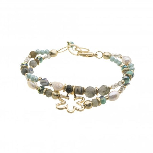 Water Lily Aqua/Pearl Bracelet - Louise's Jewellery Box