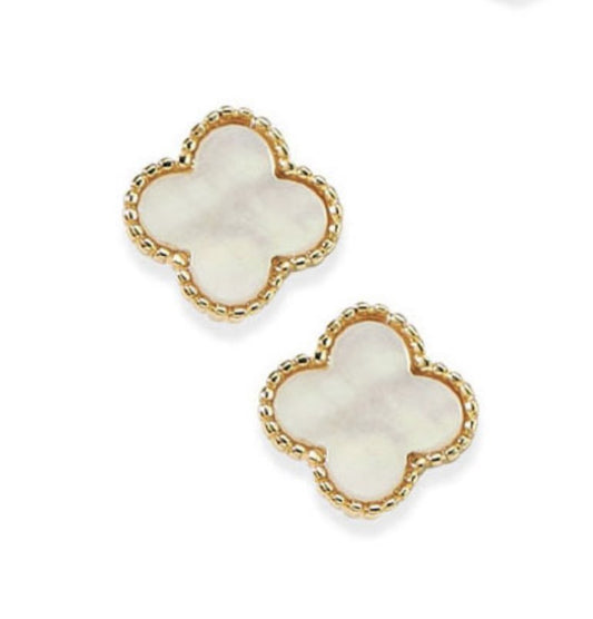 White Lana Quatrefoil Earrings - Louise's Jewellery Box