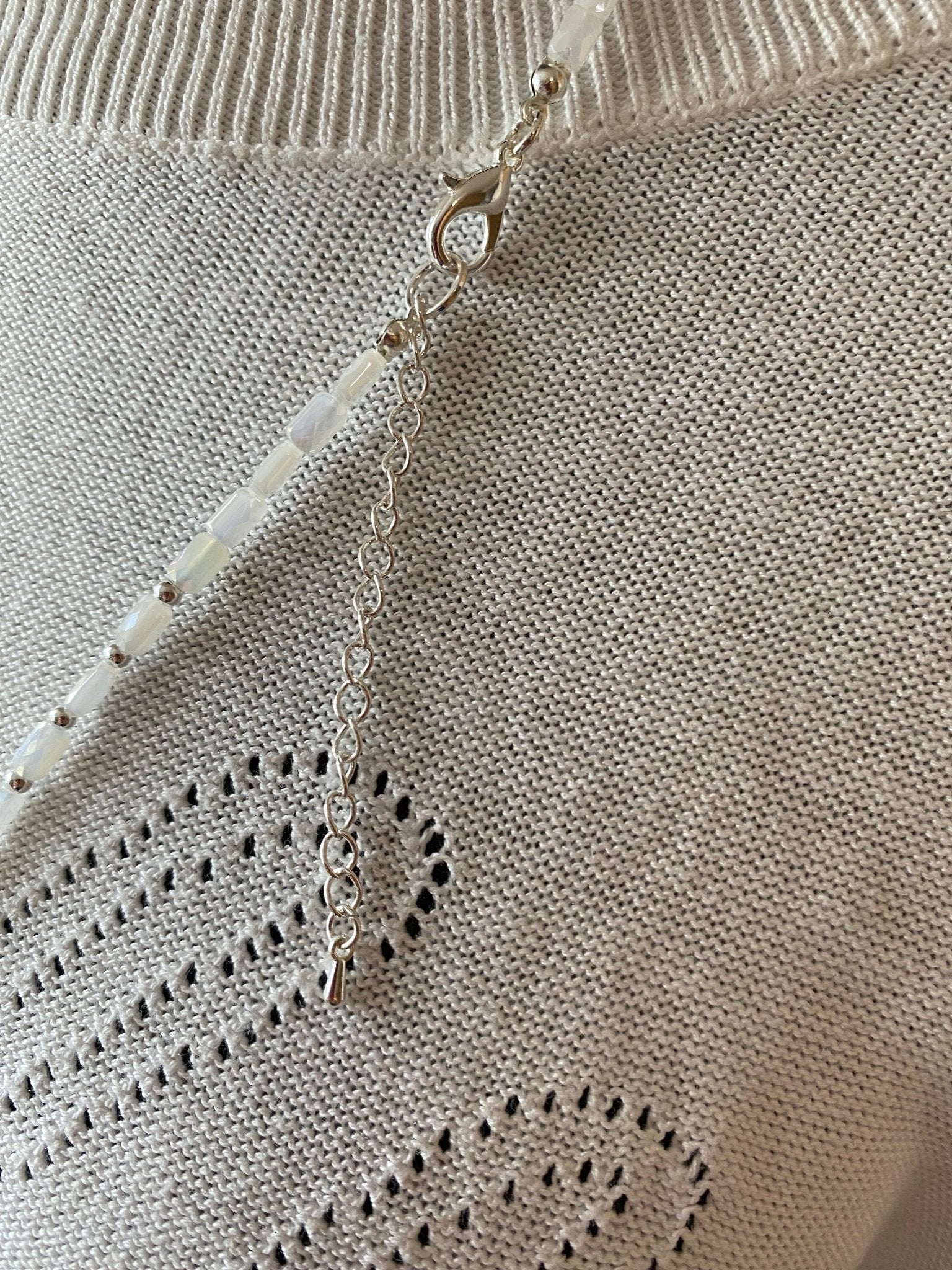 White Quartz Long Necklace in Silver Plating - Louise's Jewellery Box